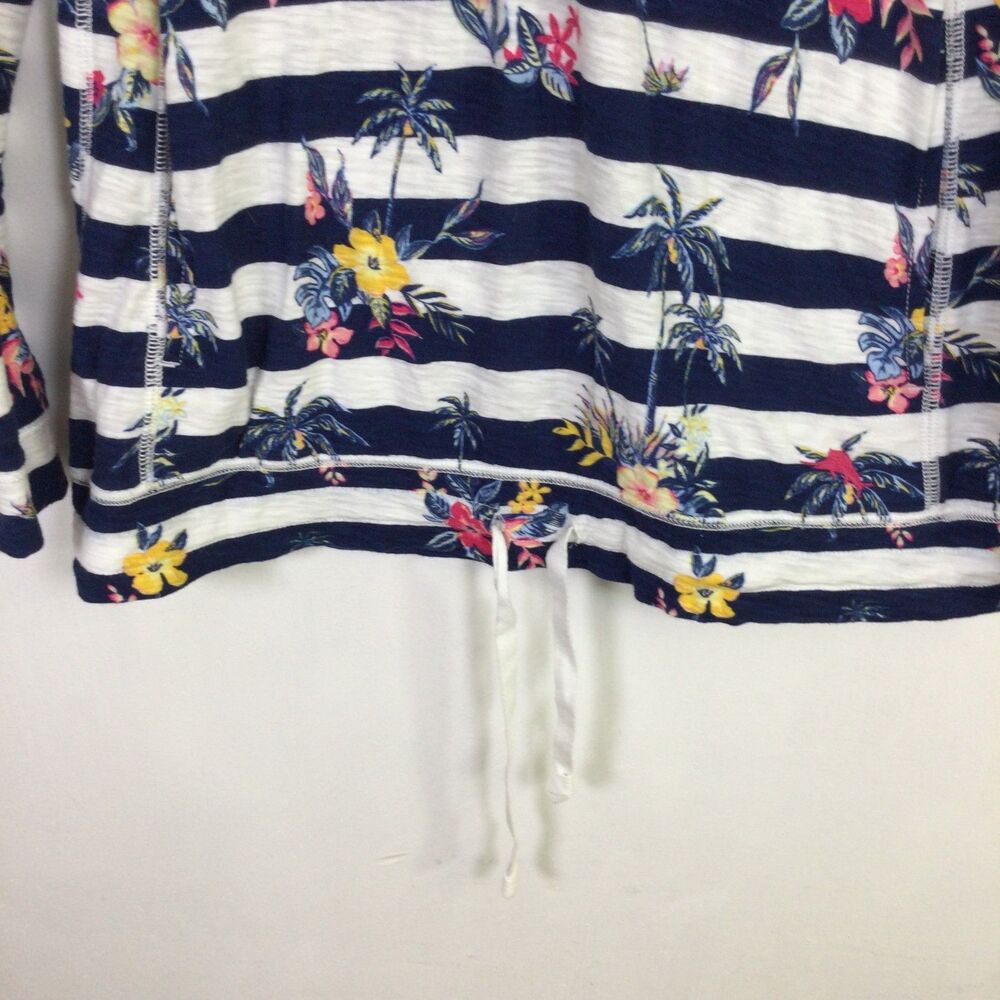 Tommy Bahama Womens Lanai and Order Floral Stripe Sweatshirt White Blue Size S - Picture 3 of 12